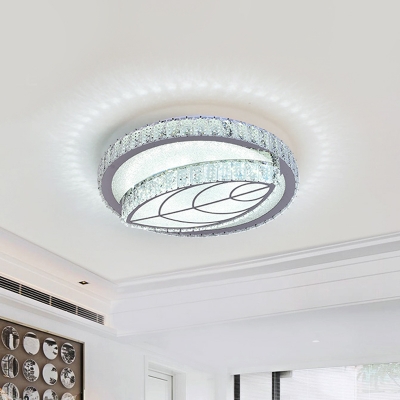 Leave LED Flush Mount Lighting Fixture Modern Style Beveled Glass Ceiling Mounted Light in Silver for Indoor