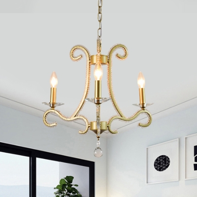 

3/6-Light Candle Suspension Pendant Light Traditional Gold Crystal Chandelier Lamp for Bedroom, HL663330