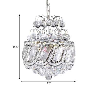 3-Light Clear Crystal Chandelier Pendant Modern Chrome Pinecone Shaped Living Room Drop Lamp