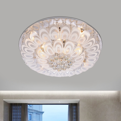8/10-Light Flush Mounted Light Fixture Modern Peacock Tail Inspired Clear Crystal Ceiling Lamp, 23.5