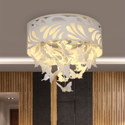 Cutouts Leaf Corridor Ceiling  Modern Acrylic White LED Flush Mounted Light with Dangling Crystal