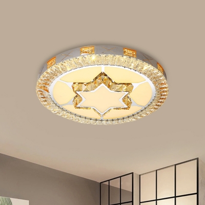 Loving Heart/Diamond/Flower/Star Ceiling Lamp Contemporary Crystal Prisms LED Silver Flush Mount Lighting for Bedroom