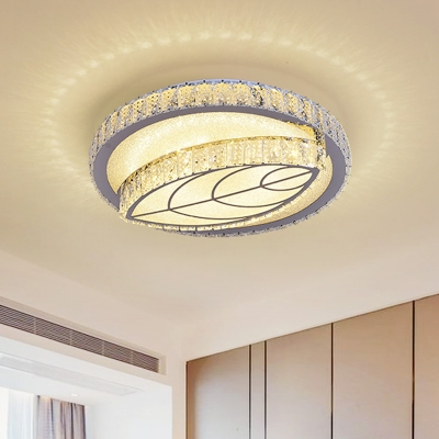 Leave LED Flush Mount Lighting Fixture Modern Style Beveled Glass Ceiling Mounted Light in Silver for Indoor