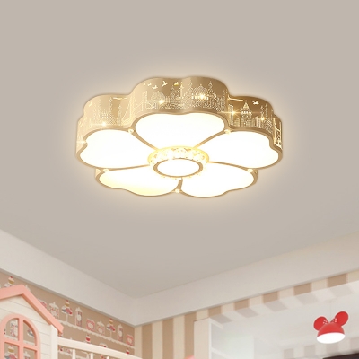 Lotus/Floral/Moon Flush Mount Lamp Nordic Acrylic LED White Ceiling Flush with Building Design