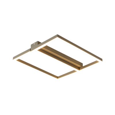 Square Frame Metallic Semi Flush Mount Nordic Grey/Gold LED Ceiling Mounted Fixture in Warm/White Light, 16.5