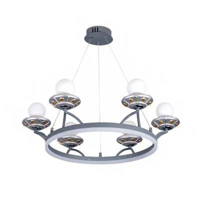 Aircraft Chandelier Lighting Nordic Style Metallic 6 Heads Playing Room Ceiling Pendant Light in Silver