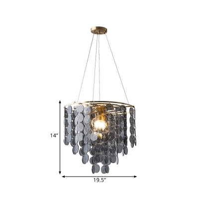 Contemporary 6 Heads Ceiling Light with Crystal Shade Gold Cascade Chandelier Lighting for Restaurant