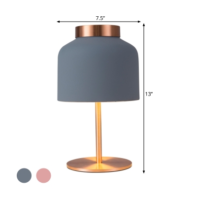Dome Nightstand Light Simple Style Metallic 1 Bulb Study Room Table Lighting in Pink/Blue