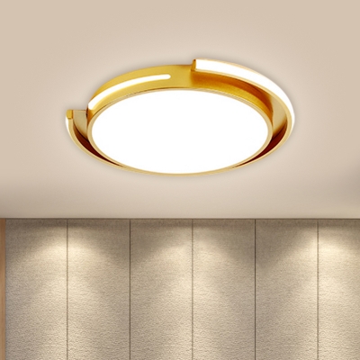 Drum Acrylic Flush Mount Light Nordic LED Gold Flushmount Lighting in Warm/White Light for Bedroom