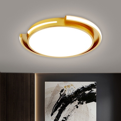 Drum Acrylic Flush Mount Light Nordic LED Gold Flushmount Lighting in Warm/White Light for Bedroom