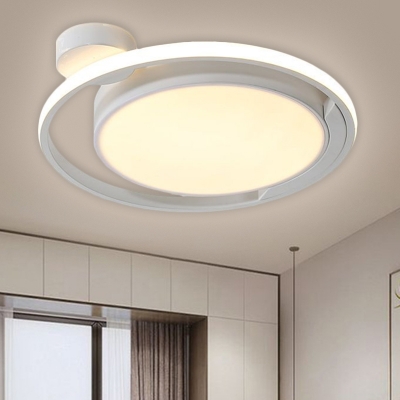 Metal Circular Ceiling Flush Mount Nordic Black/White LED Flushmount Lighting in Warm/White Light, 18