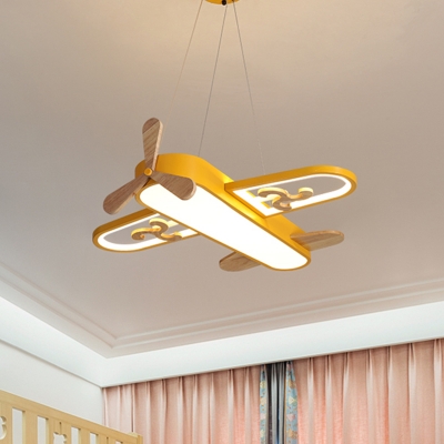 Plane Acrylic Chandelier Lighting Fixture Cartoon LED Yellow Hanging Pendant Light
