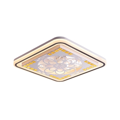 Square Flush Mount Contemporary Acrylic LED White Flush Ceiling Light with Bloom/Spiral/Leaf Pattern