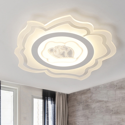 White LED Blossom Flush Mount Fixture Minimalist Acrylic Close to Ceiling Lamp in Warm/White Light