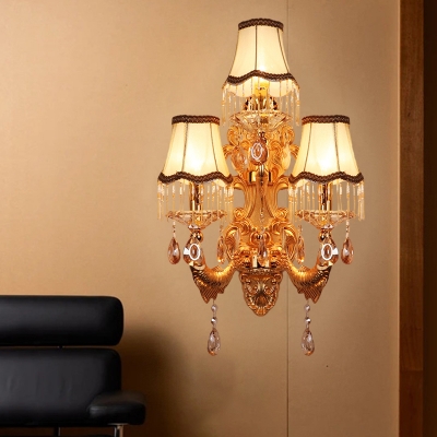 

3 Heads Crystal Wall Light Fixture Traditional Gold Living Room Wall Sconce Lamp with/without Shade, HL669769