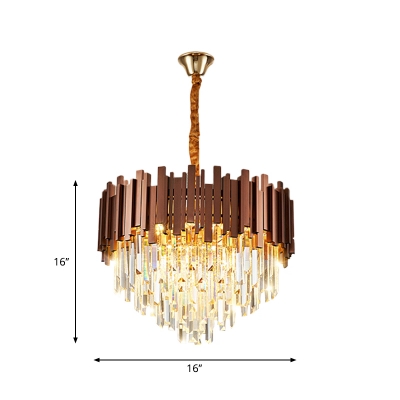 4-Light Cone Chandelier Pendant Modern Clear 3-Sided Crystal Rods Suspended Lighting Fixture