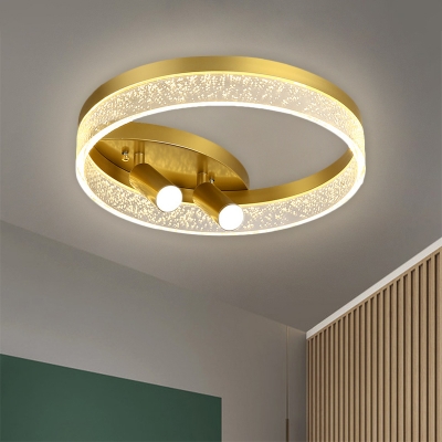 Acrylic Rounded Flush Mount Modernist LED Gold Flush Ceiling Light in Warm/White Light with Adjustable Spotlight, 16