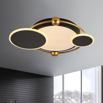 Circle Bedroom Flush Light Fixture Metallic 19.5
