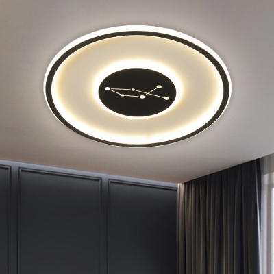 Circular Acrylic Ceiling Flush Mount Contemporary LED Black Flush Light Fixture in Warm/White/3 Color Light