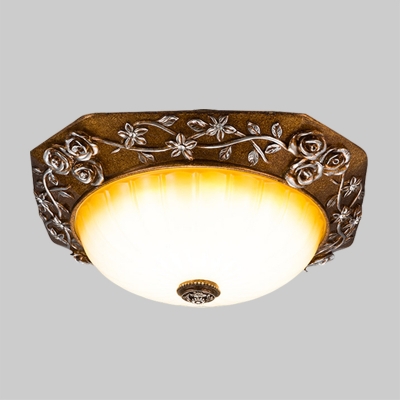 Dome Ribbed Glass Ceiling Flush Mount Retro Dining Room 14