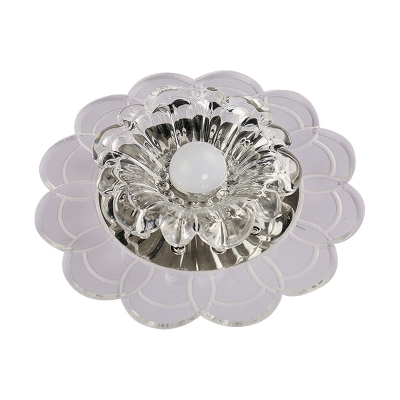 LED Flush Mount Ceiling Lighting Fixture Modern Scalloped Clear Crystal Flushmount in Warm/Multicolored Light