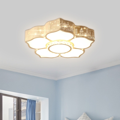 Lotus/Floral/Moon Flush Mount Lamp Nordic Acrylic LED White Ceiling Flush with Building Design