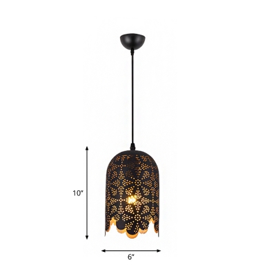 Metallic Black Pendant Lighting Cylinder/Oval 1 Light Classic Style Suspended Hang Fixture