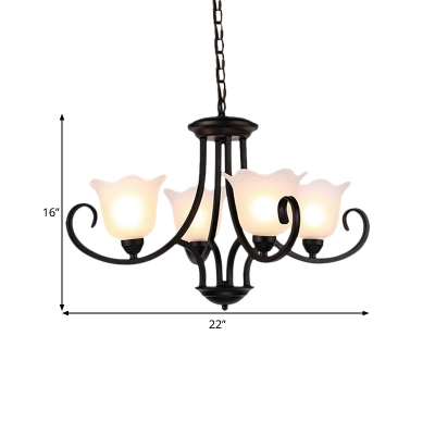 Metallic Scalloped Hanging Fixture Traditional 4/6/8 Lights Dining Room Ceiling Pendant in Black