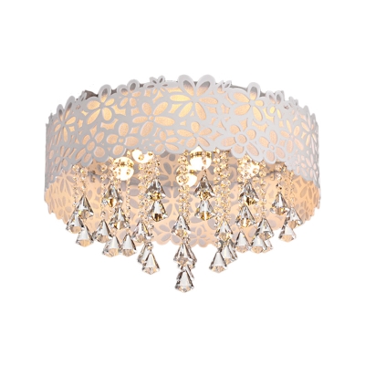 Modern Hollowed Out Flush Ceiling Light Crystal LED Flush Mounted Lamp in White Light/Remote Control Stepless Dimming