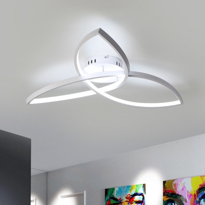 Petal Metallic Semi Flush Mount Modernism Black/White LED Flush Light Fixture in Warm/White Light, 23