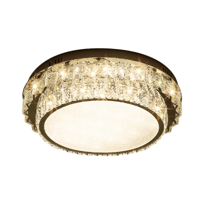 Simple Round/Square Ceiling Light Fixture Cut Crystal LED Flushmount in Chrome for Bedroom