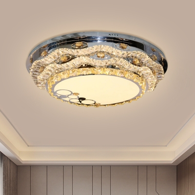 Wavy Crystal Ceiling Flush Mount Modernist Corridor LED Flush Mount Recessed Lighting in Stainless Steel