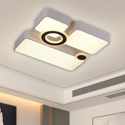 White Rectangular Flush Light Fixture Modernist LED Acrylic Flush Mount in White/3 Colors Light, 24.5