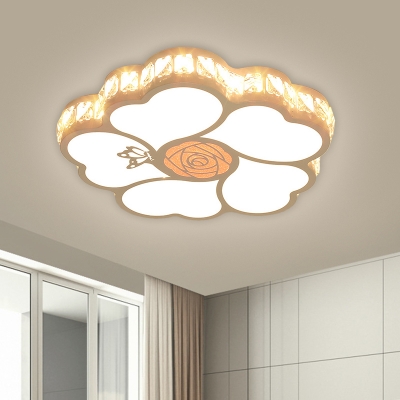 White Rose Shape Flush Mount Modern Style LED Acrylic Ceiling Lighting for Bedroom