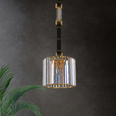 1/3-Bulb Pendulum Light Simplicity Cylinder Clear Prismatic Crystal Hanging Pendant, 8
