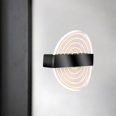 Acrylic Round Panel Sconce Lighting Fixture Minimalist LED Wall Mounted Lamp in Black/Gold for Bedside