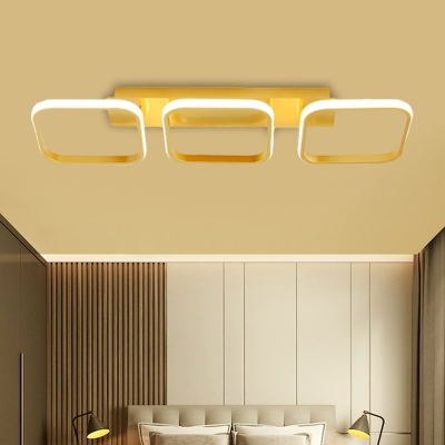 Acrylic Square Flush Mount Modernism Black/Gold LED Semi Flush Ceiling Light in Warm/White Light, 21.5