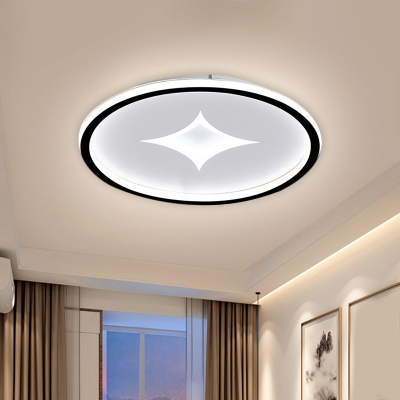 Black/Gold LED Ceiling Flush Mount Round Simple Metal Flush Lamp with Doji Design in Warm/White Light, 16
