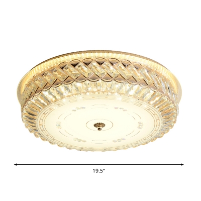Contemporary Circle Ceiling Mounted Light Clear Crystal Block LED Flush Mount Lighting in 179.41