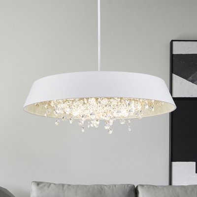 Crystal Weaving LED Pendant Light Postmodern Black/White/Gold Disc Shape Restaurant Hanging Lamp in Warm/White Light