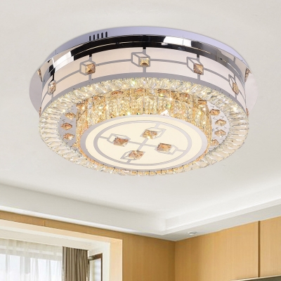 Cube Flush Mount Light Contemporary Faceted Glass Sleeping Room LED Ceiling Mounted Light with Round Shade