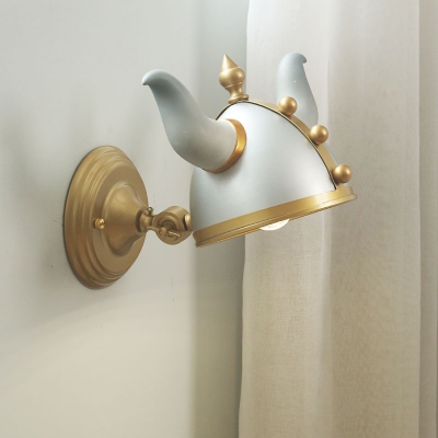 Gold-Silver Horn Hat Wall Mounted Light Cartoon 1 Head Metallic Wall Lamp Fixture