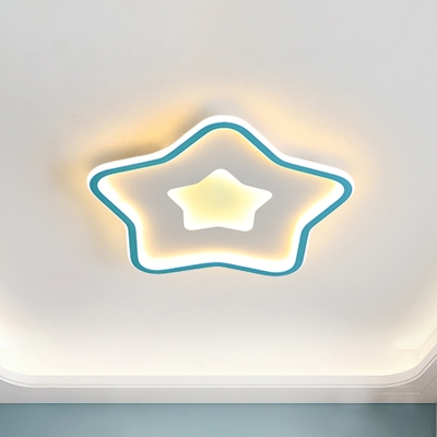 Pink/Blue LED Star Ceiling Flush Nordic Style Acrylic Flush Mount Lighting for Kids Room