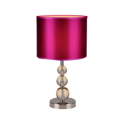 Purple 1 Light Night Lighting Countryside Fabric Drum Shade Table Light with Crystal Ball Base