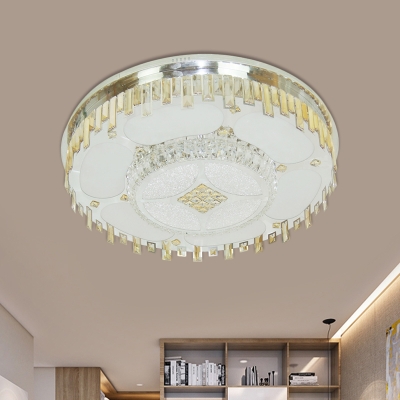 Stainless Steel Petals LED Flushmount Contemporary Crystal Bedroom Flush Ceiling Light Fixture
