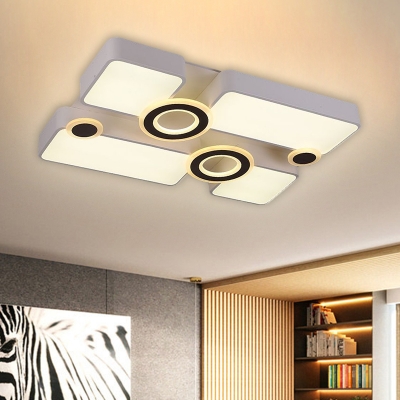 White Rectangular Flush Light Fixture Modernist LED Acrylic Flush Mount in White/3 Colors Light, 24.5