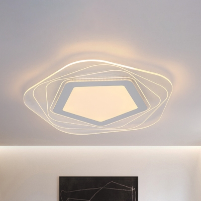 Acrylic Star/Pentagon Flush Lamp Modernist LED White Ceiling Mounted Fixture in Warm/White Light for Sleeping Room