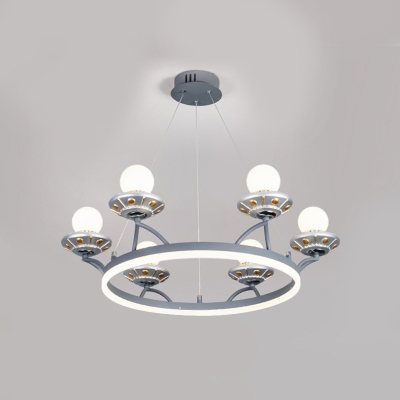 Aircraft Chandelier Lighting Nordic Style Metallic 6 Heads Playing Room Ceiling Pendant Light in Silver