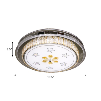Crystal Stainless Steel Flushmount Circular Modernist LED Ceiling Flush Light with Star Pattern