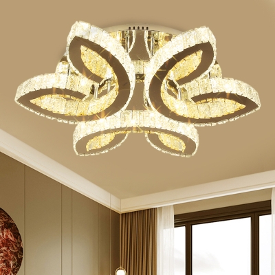 Leaf LED Ceiling Mounted Light Modern Beveled Glass Stainless-Steel Semi Flush Light Fixture